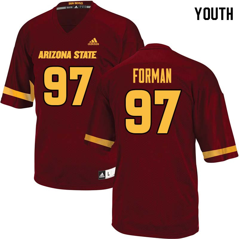 Youth #97 Shannon Forman Arizona State Sun Devils College Football Jerseys Sale-Maroon - Click Image to Close
